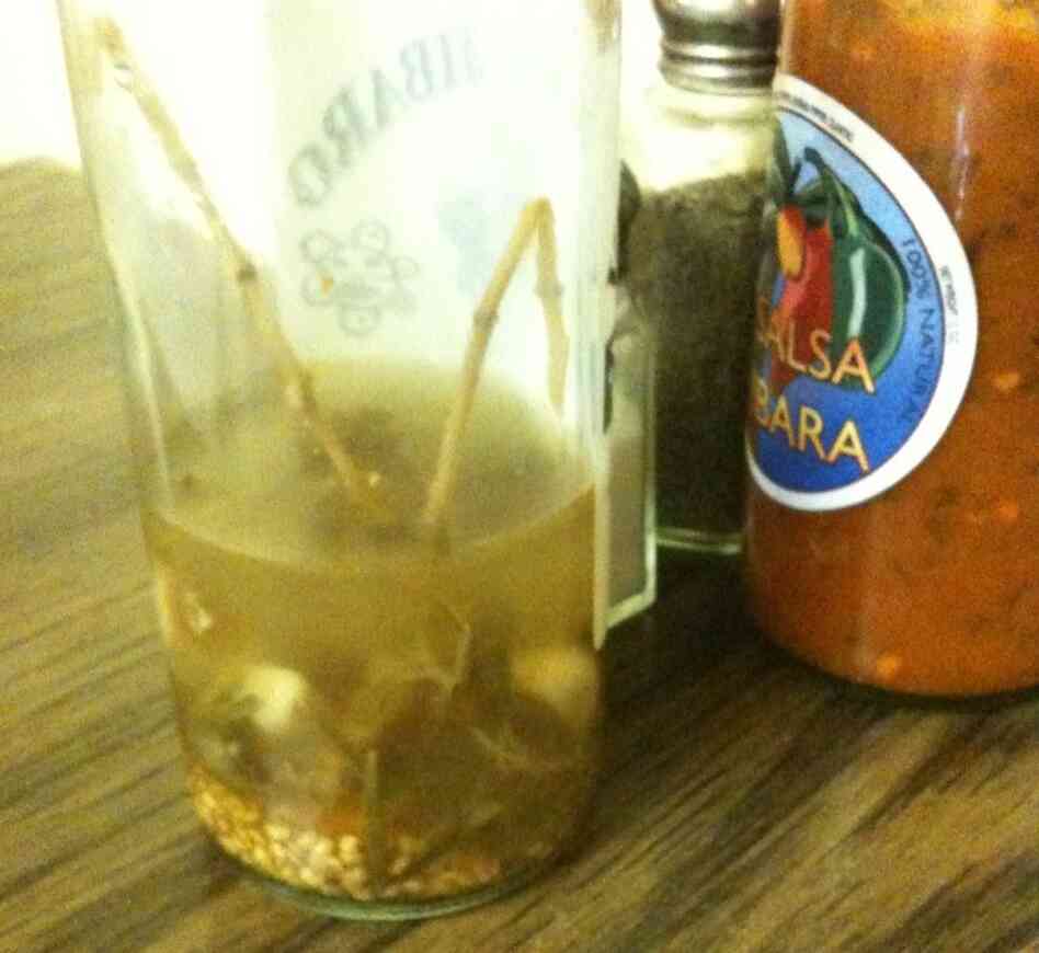 Hot sauce at Borinquen Restaurant. Hot sauce at Borinquen Restaurant.