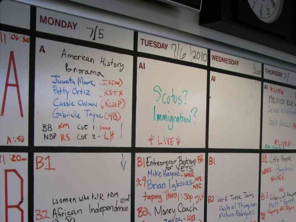 Tell Me More's white board Tell Me More's white board