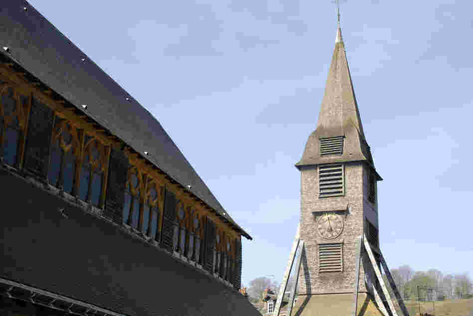 The bell tower of Sainte Catherine. The church is unusually shaped — it resembles an upside-down ship, probably because Sainte Catherine was constructed by shipbuilders in the 15th century. 