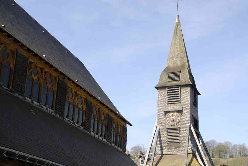 The bell tower of Sainte Catherine. The church is unusually shaped — it resembles an upside-down ship, probably because Sainte Catherine was constructed by shipbuilders in the 15th century. 