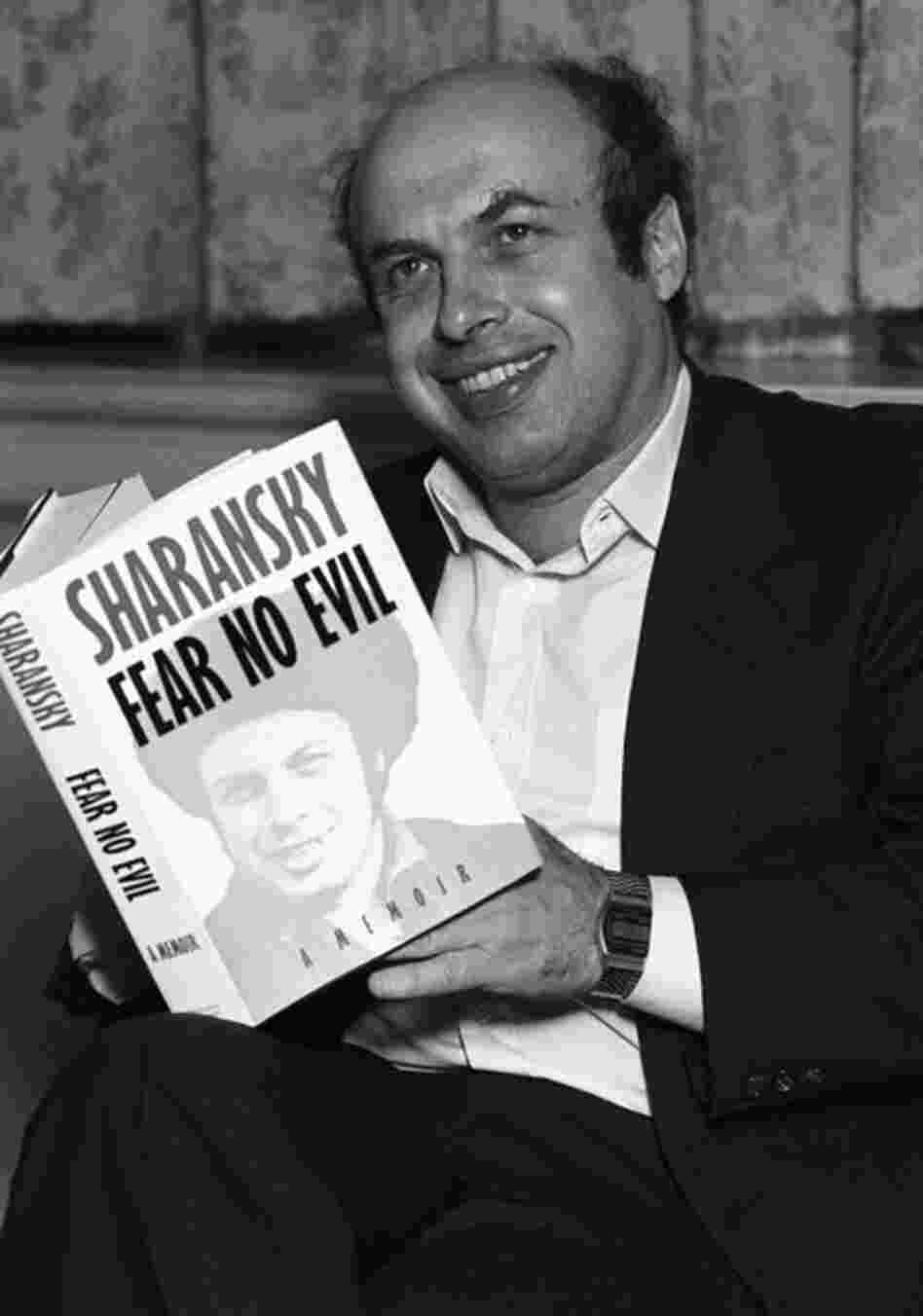 Israeli politician and author Natan Sharansky holds a copy of his book Fear No Evil in 1988. Sharansky was detained by the Soviets for espionage and exchanged for communist spies in a famous swap orchestrated by Wolfgang Vogel in 1986. 