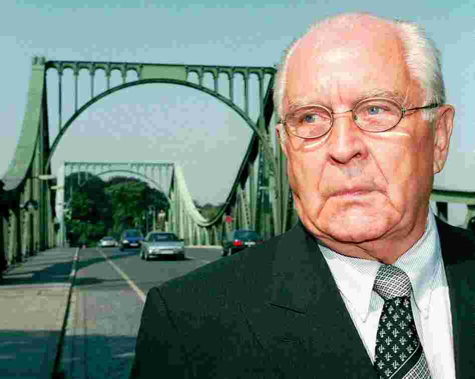 Former East German lawyer Wolfgang Vogel stands in front of the Glienicke Bridge in Berlin, a neutral location where he brokered three of over 150 spy swaps between the U.S. and the Soviet Union. 