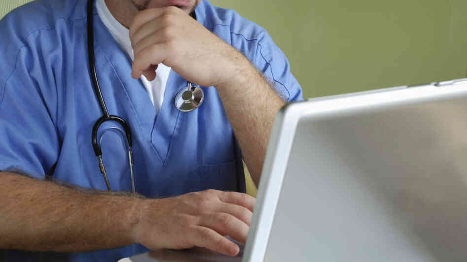doctor at computer doctor at computer