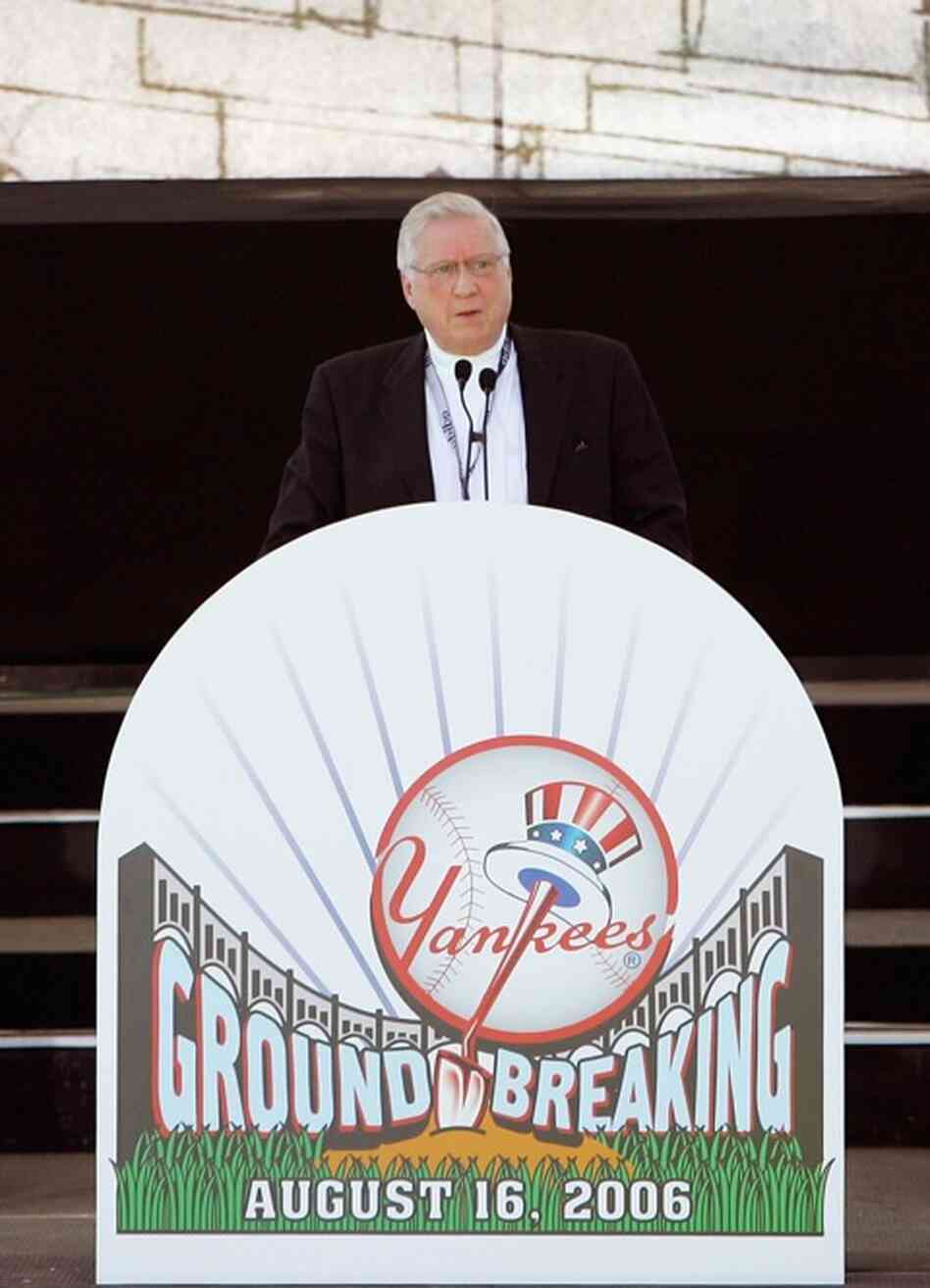 Steinbrenner speaks before breaking ground on a new $800 million stadium August 16, 2006, in the Bronx. The new Yankee Stadium opened in 2009, adjacent to The House That Ruth Built. 