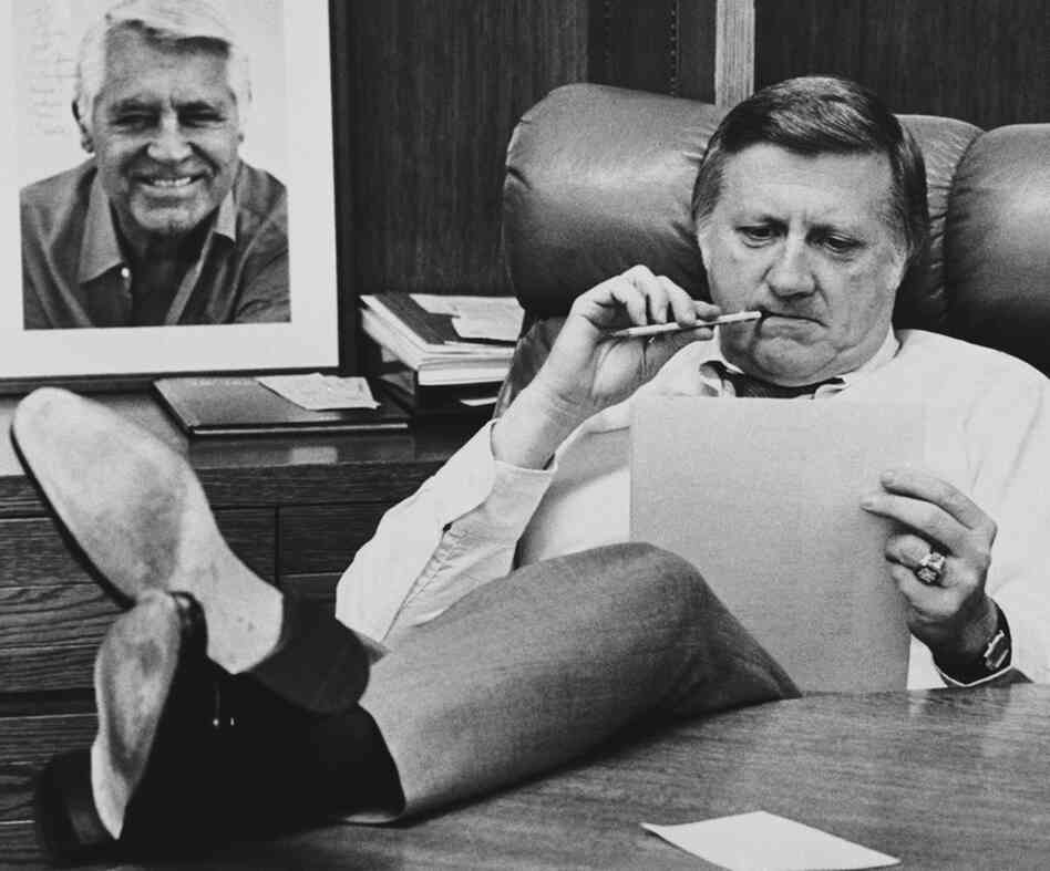 Steinbrenner works at his desk at Yankee Stadium in New York in 1981. For 30 years, he lived up this nickname, "the Boss" — ruling the team with an iron fist and firing several managers. 