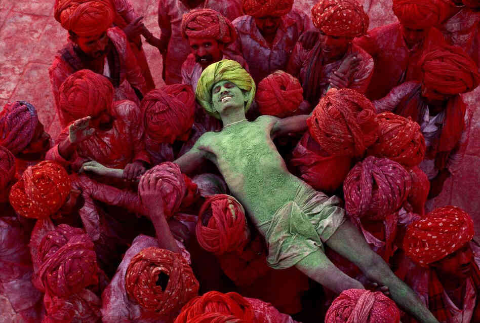 Villagers participating in the Holi Festival, Rajasthan, India, 1996