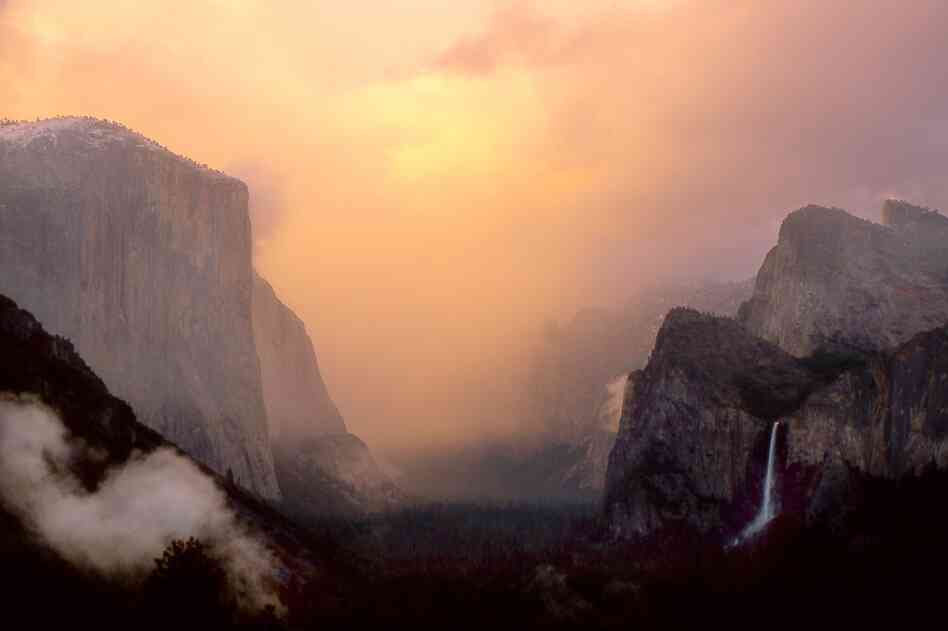 Yosemite Valley, El Capitan and Bridalveil Falls 