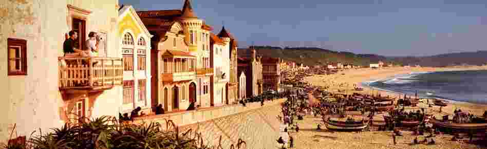 Portuguese Fishing Village, Nazare, Portugal. Displayed 1965 