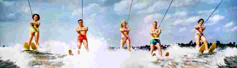 Waterskiers, Cypress Gardens, Florida. Displayed 1968 