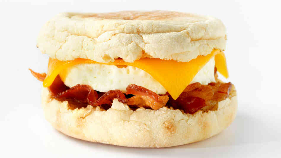 Egg, cheese and bacon on a muffin Egg, cheese and bacon on a muffin