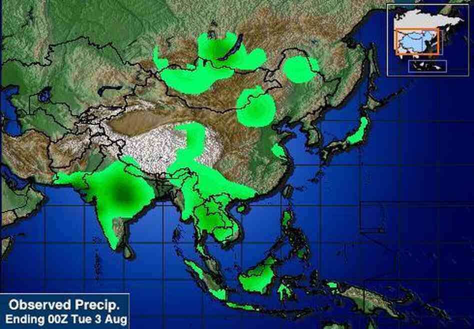 Today's rainfall in Asia. Today's rainfall in Asia.