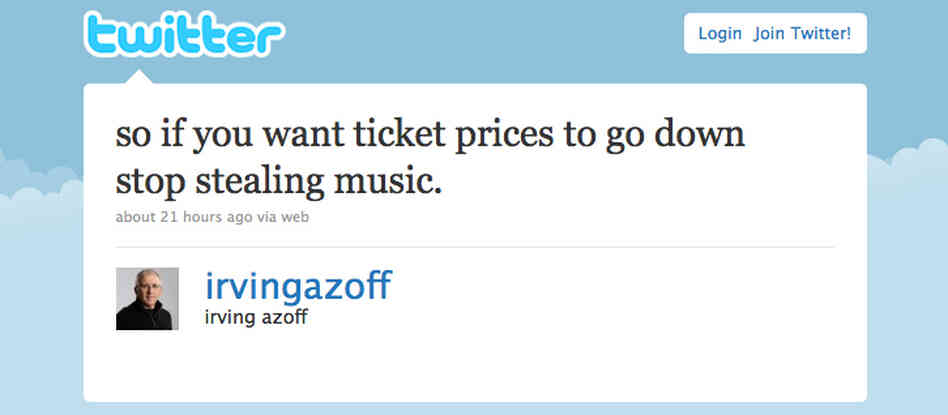 Irving Azoff's Twitter feed Irving Azoff's Twitter feed