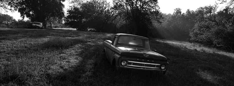 A 1965 Ford pickup truck at the back of Tim Cooper's property.