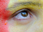 A Spanish soccer supporter cries during a world cup game A Spanish soccer supporter cries during a world cup game