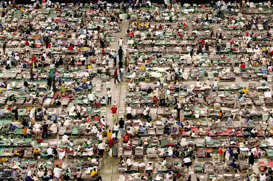 After Hurricane Katrina flooded New Orleans, more than 15,000 evacuees had to be transported to a makeshift shelter at the Astrodome in Houston, Sept. 2, 2005. 