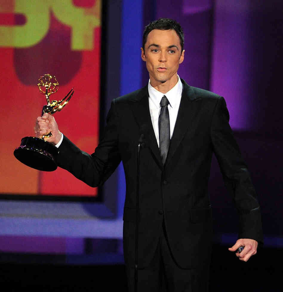 Actor Jim Parsons accepts the Outstanding Lead Actor in a Comedy Series award for The Big Bang Theory.  