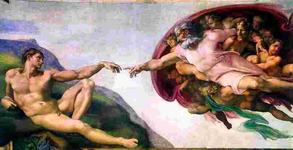 Michelangelo's Creation of Adam depicts the Christian God. 
