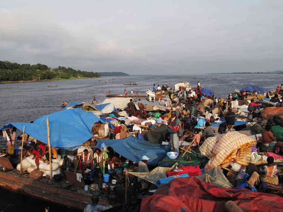 The barge, on the Congo River The barge, on the Congo River