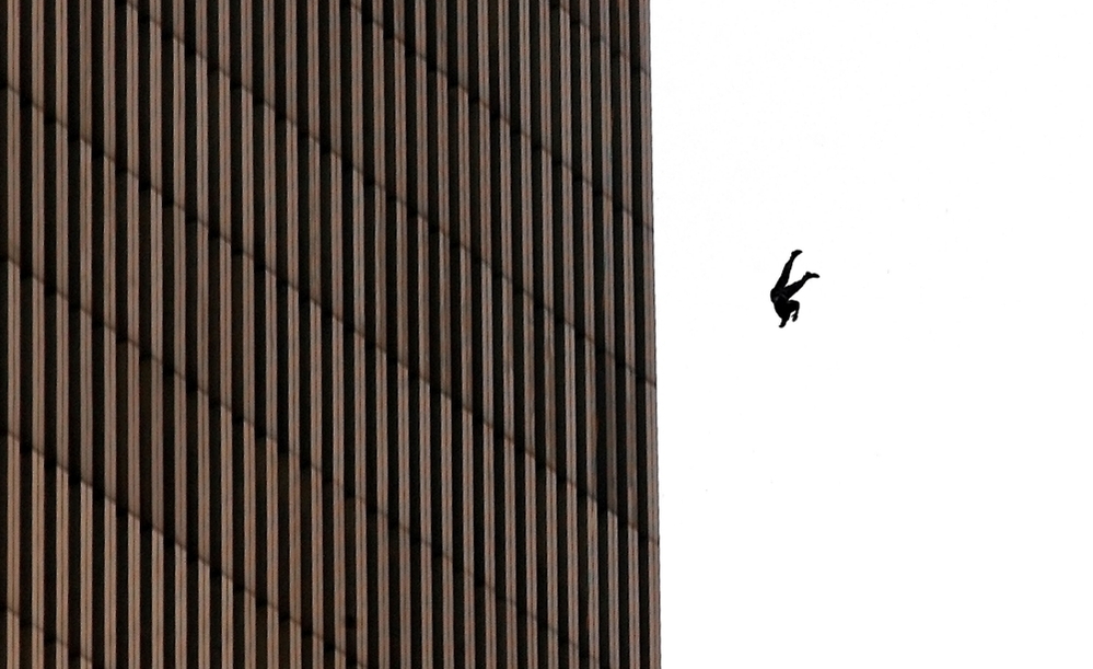 A man falls from the World Trade Center on September 11, 2001 A man falls from the World Trade Center on September 11, 2001