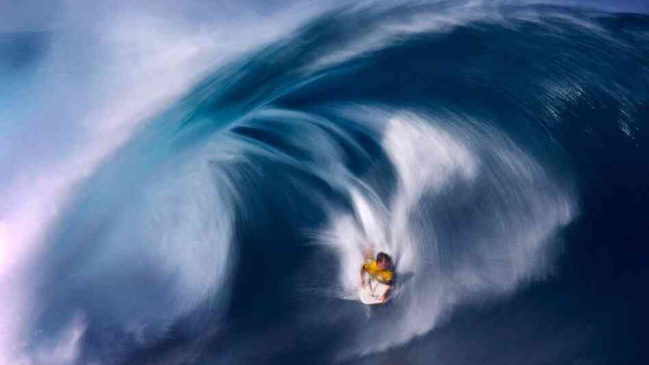 Ryan Hardy of Australia rides a large wave Ryan Hardy of Australia rides a large wave