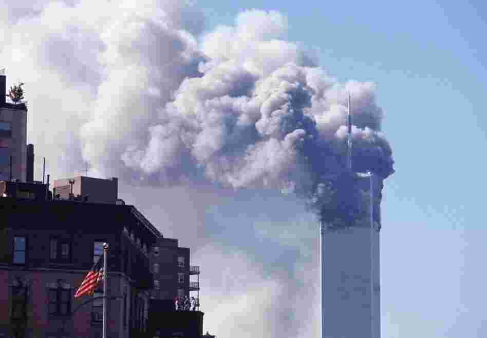 Smoke bellows from the North Tower of the World Trade Center on Sept. 11, 2001.