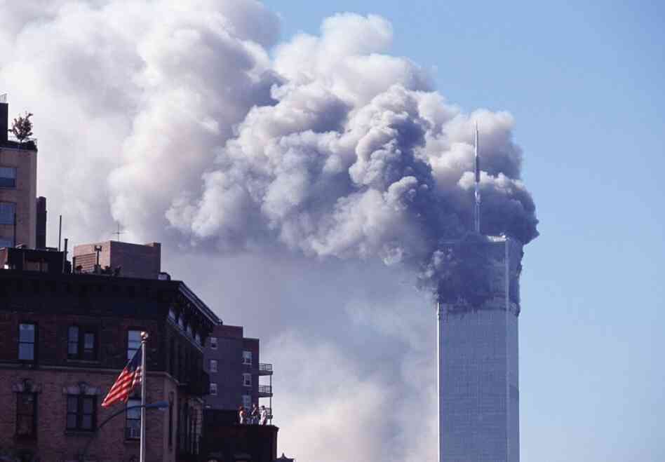 Smoke bellows from the North Tower of the World Trade Center on Sept. 11, 2001.