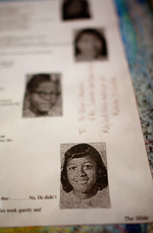 At the Sixteenth Street Baptist Church in Birmingham, photos of the girls killed in the 1963 bombing