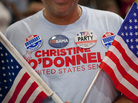 A Del. Tea Party activist celebrates Christine O'Donnell's win. A Del. Tea Party activist celebrates Christine O'Donnell's win.