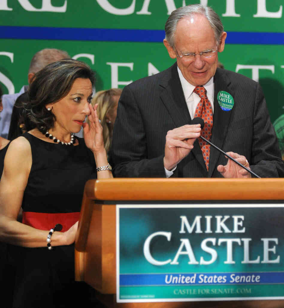 Rep. Mike Castle, R-Del., and his wife Jane after his defeat Tuesday. Rep. Mike Castle, R-Del., and his wife Jane after his defeat Tuesday.