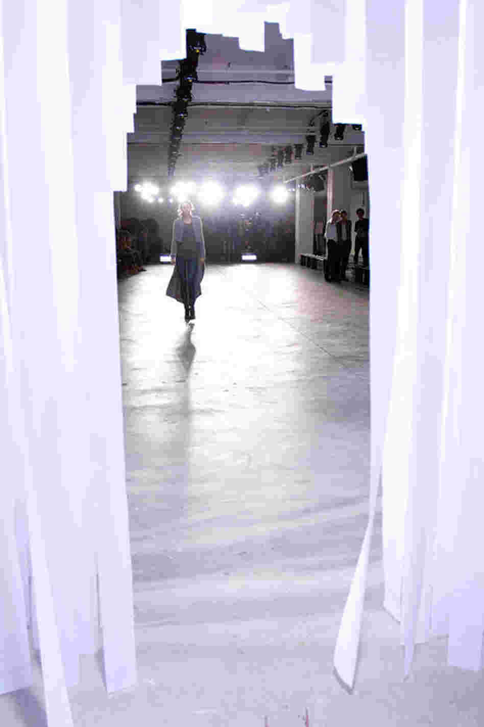 The view from backstage at the Preen by Thornton Bregazzi show Sunday at Milk Studios. 