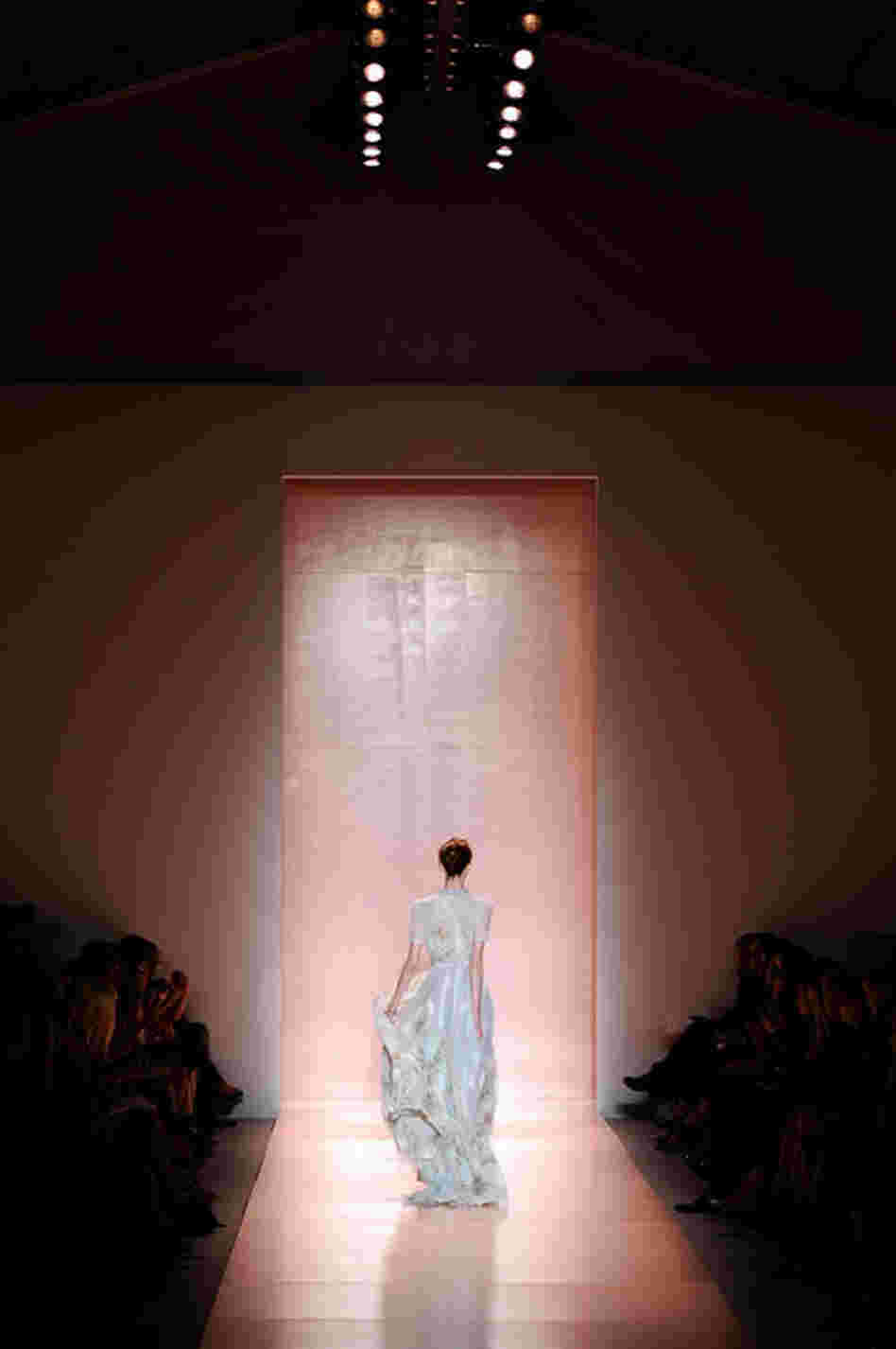 A model walks the runway at the Jenny Packham show Monday at The Studio. 