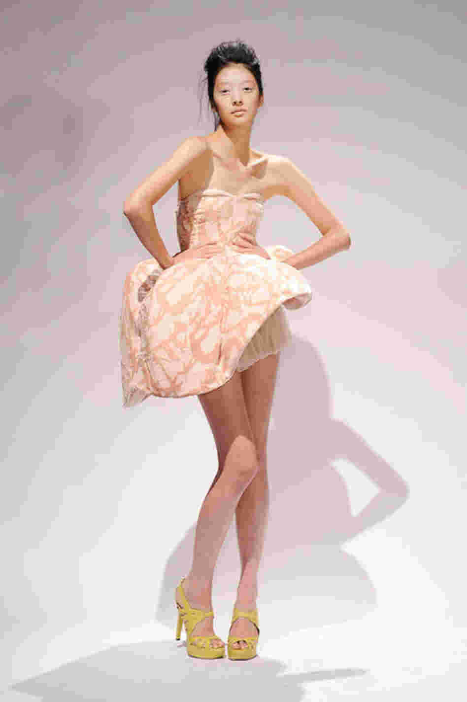 A model poses at the William Tempest presentation Monday at The Box in New York City.  