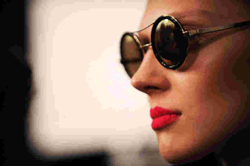 A model prepares backstage at the Diane von Furstenberg show Sept. 12 at The Theater.  