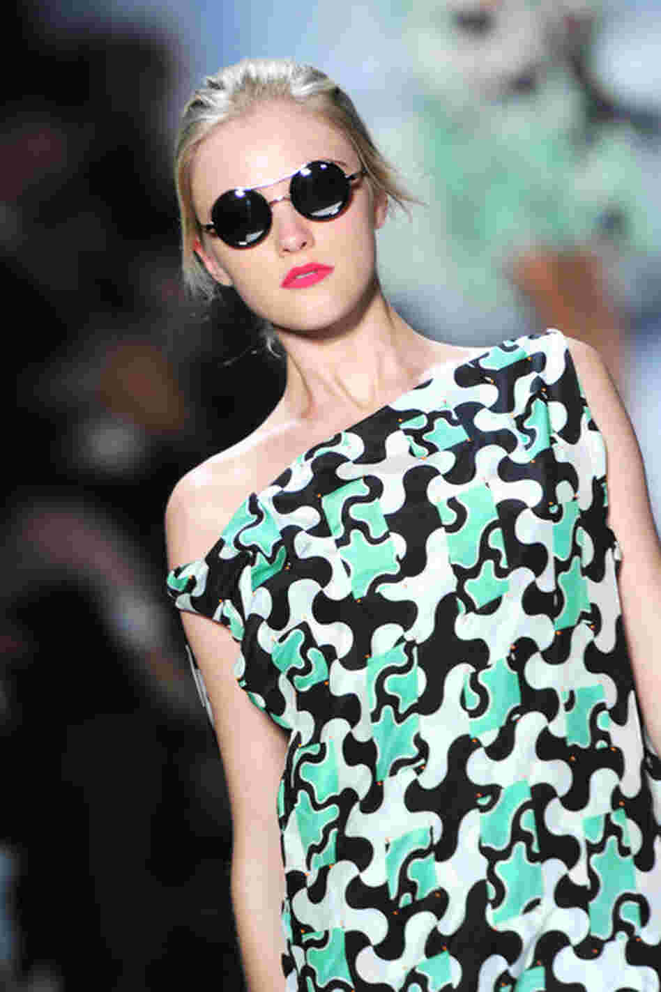 A model walks the runway at the Diane von Furstenberg show.   