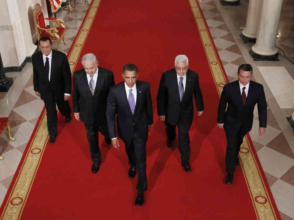 Barack Obama, Benjamin Netanyahu, King Abdullah II, Mahmoud Abbas, Hosni Mubarak Barack Obama, Benjamin Netanyahu, King Abdullah II, Mahmoud Abbas, Hosni Mubarak