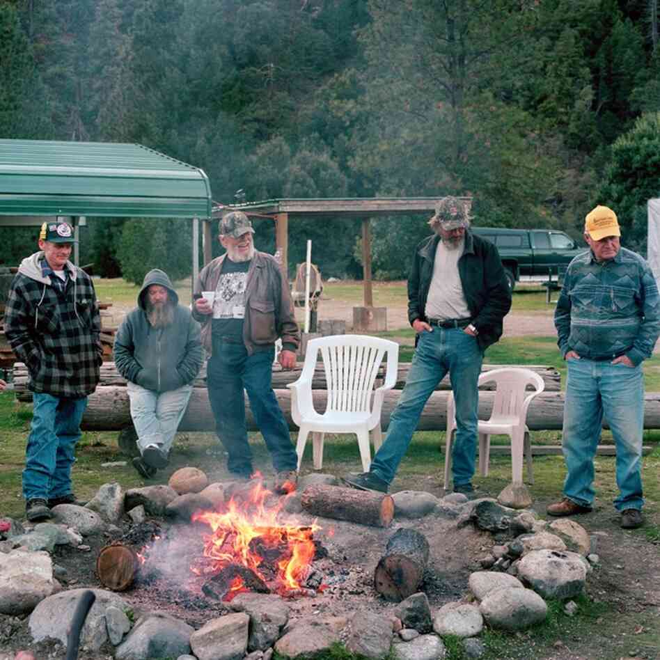 Prospectors around the campfire at the Lost Dutchman's Mining Association camp at Scotts Bar in Klamath National Forest, Calif. The Lost Dutchmen is a subgroup of the Gold Prospectors Association of America.