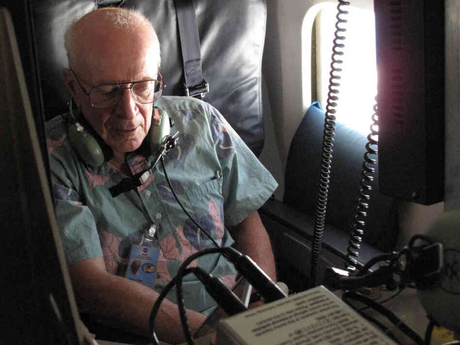 Ed Zipser from the University of Utah makes adjustments to the day's flight plan. Ed Zipser from the University of Utah makes adjustments to the day's flight plan.