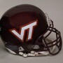 Virginia Tech football helmets outfitted with sensors that record data.