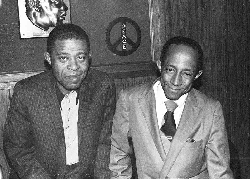 Jose Mangual Sr. (left) and Carlos "Patato" Valdez in a Bronx bar.