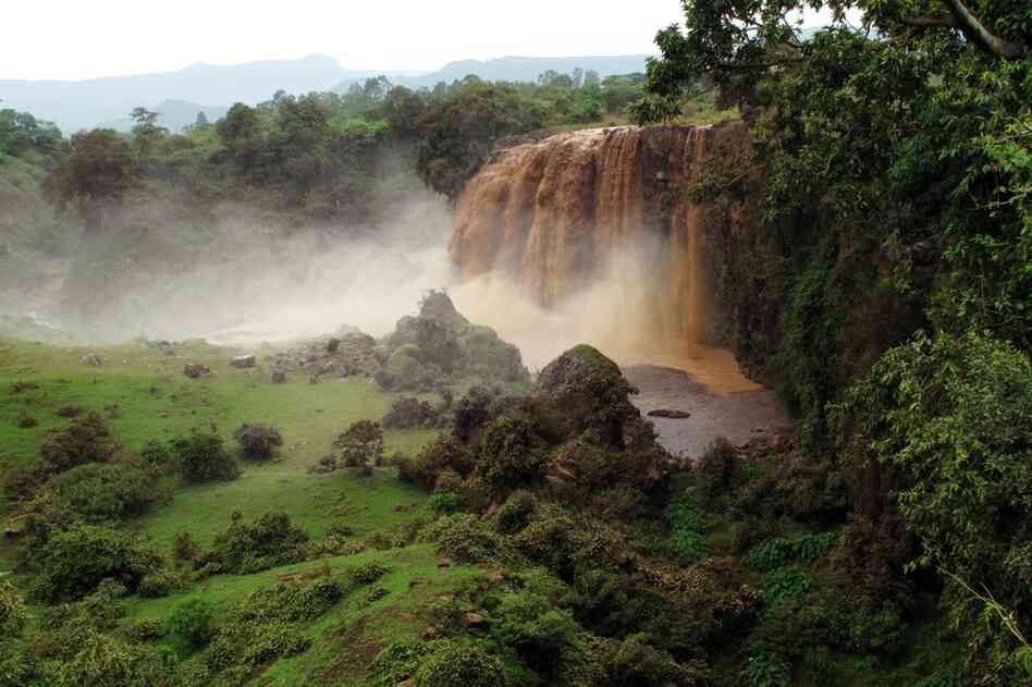 During the rainy season, Ethiopia's Blue Nile Falls looks like hot chocolate spilling over the side of a mug. The sheer force of the water carries tons of sediment down a more than 100-foot drop. The loss of soil and nutrients is damaging to Ethiopia's agricultural interests and clogs dams.