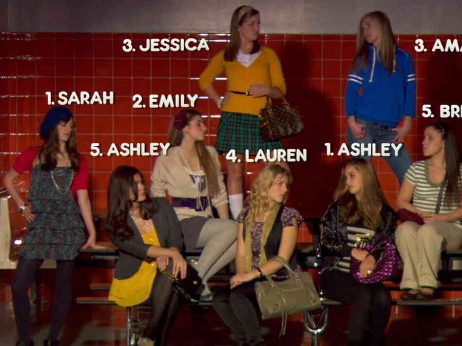 Girls' Names Compared to Economic Status: Girls labeled by name sit at a cafeteria table Girls' Names Compared to Economic Status: Girls labeled by name sit at a cafeteria table