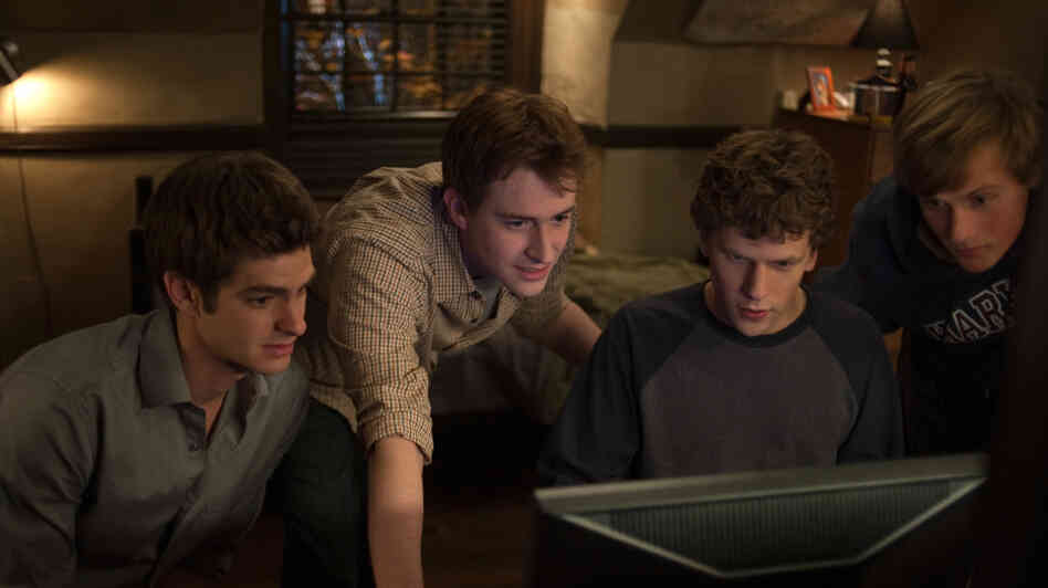 Andrew Garfield, Joseph Mazzello, Jesse Eisenberg and Patrick Mapel Andrew Garfield, Joseph Mazzello, Jesse Eisenberg and Patrick Mapel