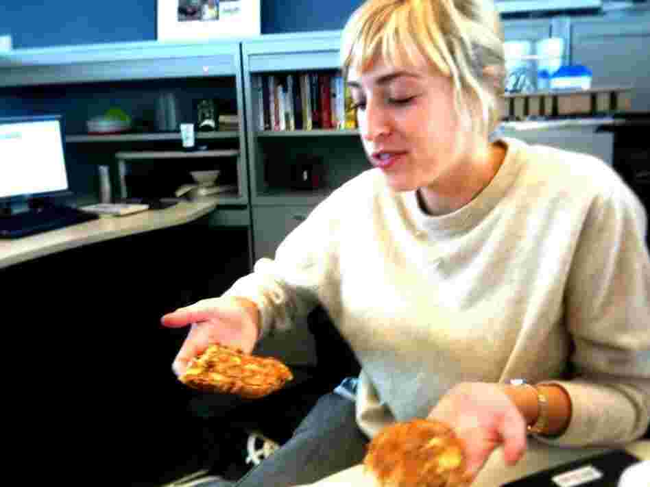 Eva with the sandwich. Eva with the sandwich.