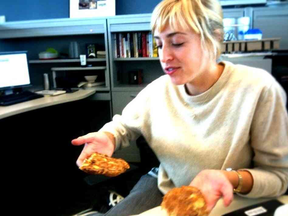Eva with the sandwich. Eva with the sandwich.