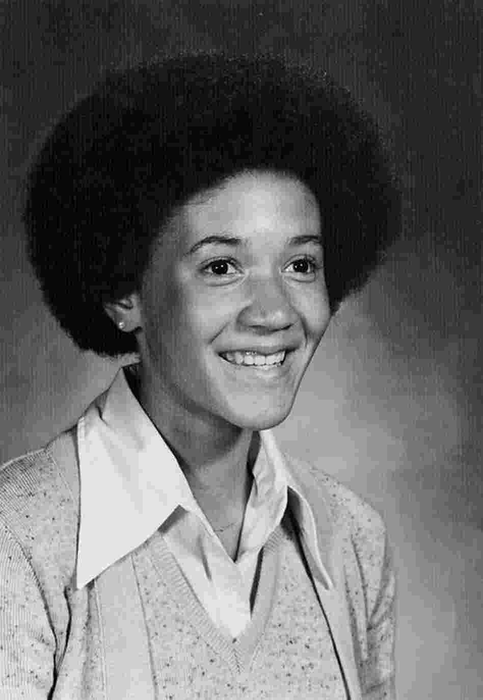 Norris' eighth-grade school photo. "This was my mother's idea of a 'sporty' hairdo," she explains.