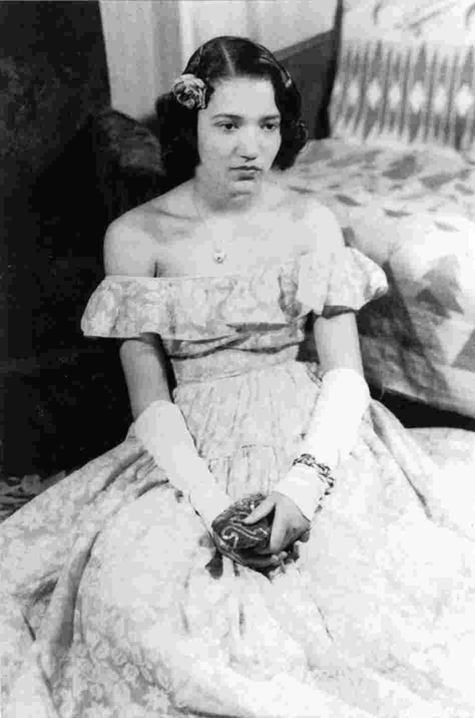 Norris' mother, pictured before a high-school dance, wearing a handmade gown.