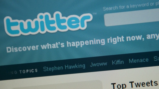 The Twitter homepage appears on a screen in Washington on Sept. 3. (AFP/Getty Images)