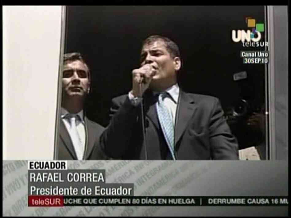 TV grab showing Ecuador's President Rafa TV grab showing Ecuador's President Rafa