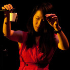 Tomoko Sauvage manipulates water droplets through effects pedals at the High Zero Festival. Tomoko Sauvage manipulates water droplets through effects pedals at the High Zero Festival.