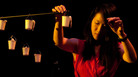 Tomoko Sauvage manipulates water droplets through effects pedals at the High Zero Festival. Tomoko Sauvage manipulates water droplets through effects pedals at the High Zero Festival.